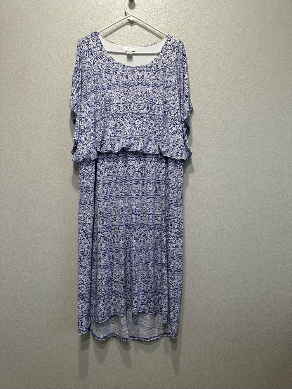 CJ Banks Blue & White Printed  Dress,size 1X
